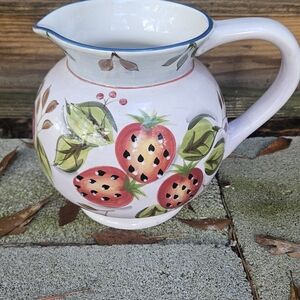 Hand-Painted Strawberry Pitcher